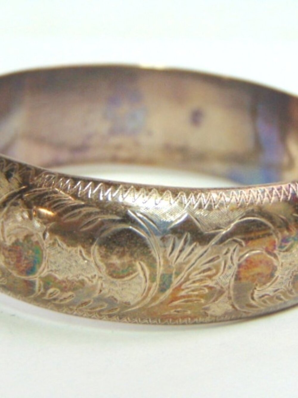 Womens Vintage Estate Sterling Silver Etched Bangle Bracelet 36.0g E3502